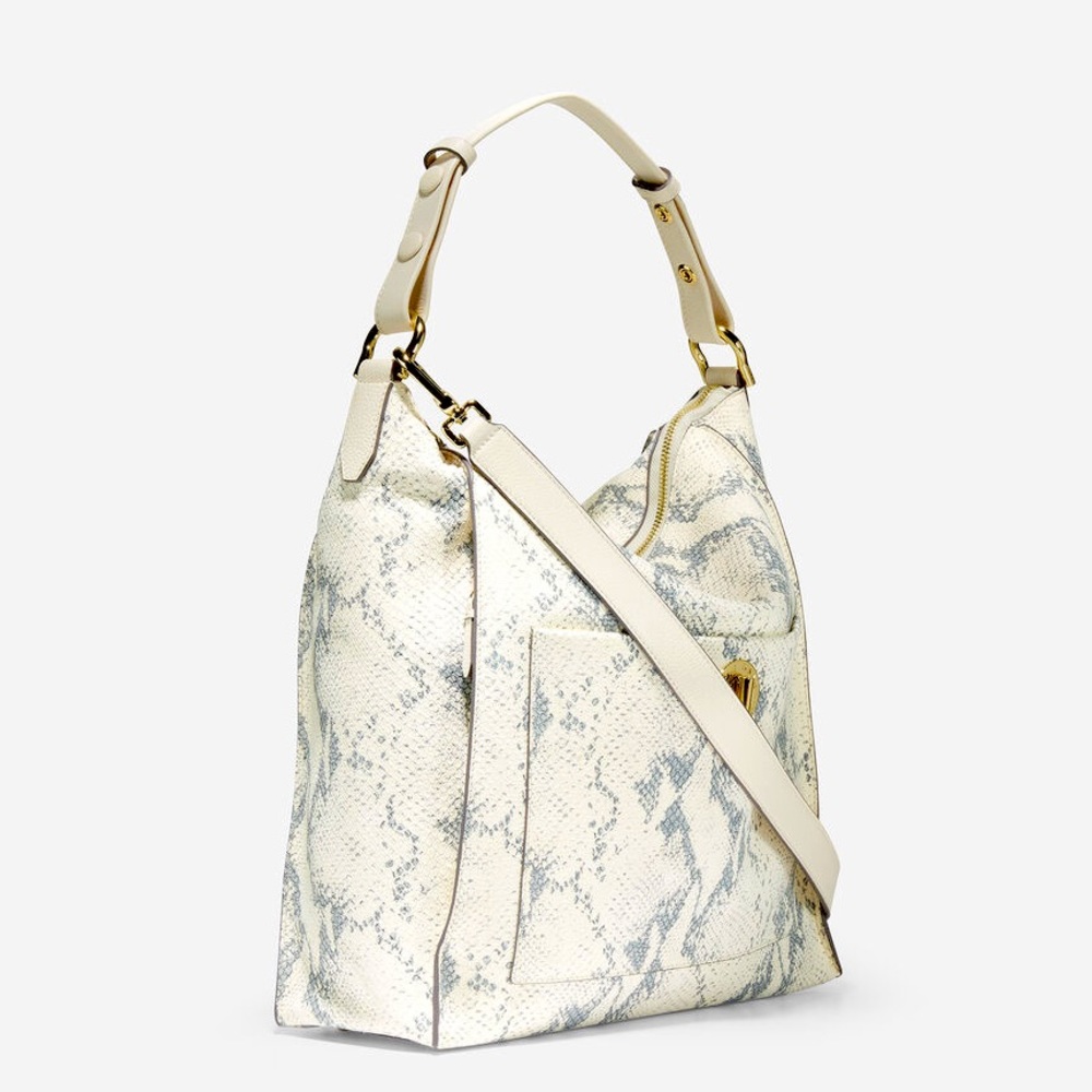 ๐๐๐๐ ๐๐๐๐ Leather Turnlock Snake Bag Off-White Bone Gray GORGEOUS! - Picture 5 of 16